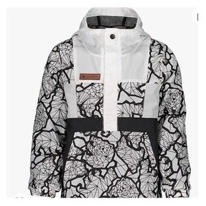 Obermeyer Kids XS Geometric Polar Bear Anorak Jacket Black White I-Grow Hooded